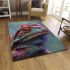 Illustrative colorful frog with fractal skin and glowing eyes area rugs carpet