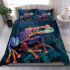 Illustrative colorful frog with fractal skin and glowing eyes bedding set