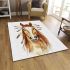 Indian horse with white feathers in its mane area rugs carpet
