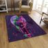 Iridescent neon pink and green tree frog on bamboo stick area rugs carpet