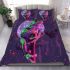 Iridescent neon pink and green tree frog on bamboo stick bedding set