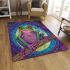 Iridescent neon pink and green tree frog on bamboo stick area rugs carpet
