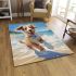 Joyful beach run a dog's delight area rugs carpet