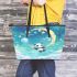 Kawaii anime style panda moon and stars leather tote bag