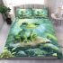 Kawaii cute smiling frog with big eyes sitting on rocks in the jungle bedding set