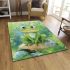 Kawaii cute smiling frog with big eyes sitting on rocks in the jungle area rugs carpet