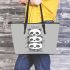 Kawaii style cute panda cubs stacked on top leather tote bag