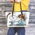 Kid drawing sewing machine with dream catcher leather tote bag