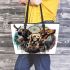 Labrador retriever dogs and dream catcher leather tote bag