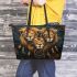 Lions smile with dream catcher leather tote bag