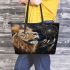 Lions smile with dream catcher leather tote bag