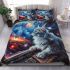 Longhaired british cat in celestial voyages bedding set