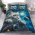 Longhaired british cat in celestial voyages bedding set