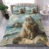 Longhaired british cat in coastal scenes bedding set