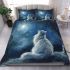 Longhaired british cat in dreamy moonlit landscapes bedding set