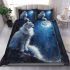 Longhaired british cat in dreamy moonlit landscapes bedding set