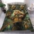 Longhaired british cat in fantasy treetop villages bedding set