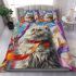 Longhaired british cat in festive carnivals bedding set