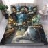 Longhaired british cat in magical marketplaces bedding set