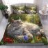 Longhaired british cat in magical meadows bedding set