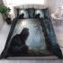 Longhaired british cat in moonlit forests bedding set
