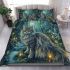 Longhaired british cat in mythical forest clearings bedding set