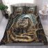 Longhaired british cat in mythical forest labyrinths bedding set