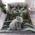 Longhaired british cat in renaissance courtyards bedding set