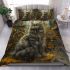 Longhaired british cat in steamy steampunk workshops bedding set