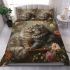 Longhaired british cat in timeless romance bedding set