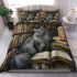 Longhaired british cat in whimsical bookshops bedding set