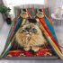 Longhaired british cat in whimsical circus tents bedding set