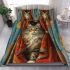 Longhaired british cat in whimsical circus tents bedding set