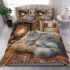 Longhaired british cat in whimsical cottage scenes bedding set