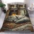 Longhaired british cat in whimsical cottage scenes bedding set