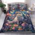 Longhaired british cat in whimsical mushroom groves bedding set