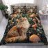 Longhaired british cat in whimsical mushroom groves bedding set