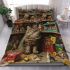 Longhaired british cat in whimsical toy shops bedding set