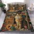 Longhaired british cat in whimsical toy shops bedding set