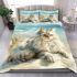 Longhaired british cat with beaches and sands bedding set