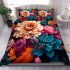 Lush vibrant floral arrangement bedding set