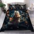 Magical cat with glowing ball bedding set