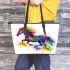 Magical fantasy horse galloping leather tote bag