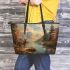 Majestic deer standing gracefully leather totee bag