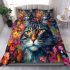 Majestic floral feline bedding set