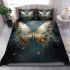 Majestic gold and blue butterfly bedding set