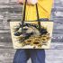 Majestic horse with flowing mane adorned in sunflowers leather tote bag