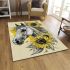 Majestic horse with flowing mane adorned in sunflowers area rugs carpet