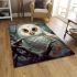 Majestic owl in the dark forest area rugs carpet