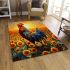 Majestic rooster amidst sunflowers area rugs carpet